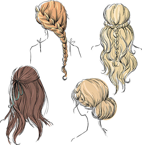 set of different hairstyles. Hand drawn. Vector sketch EPS 10