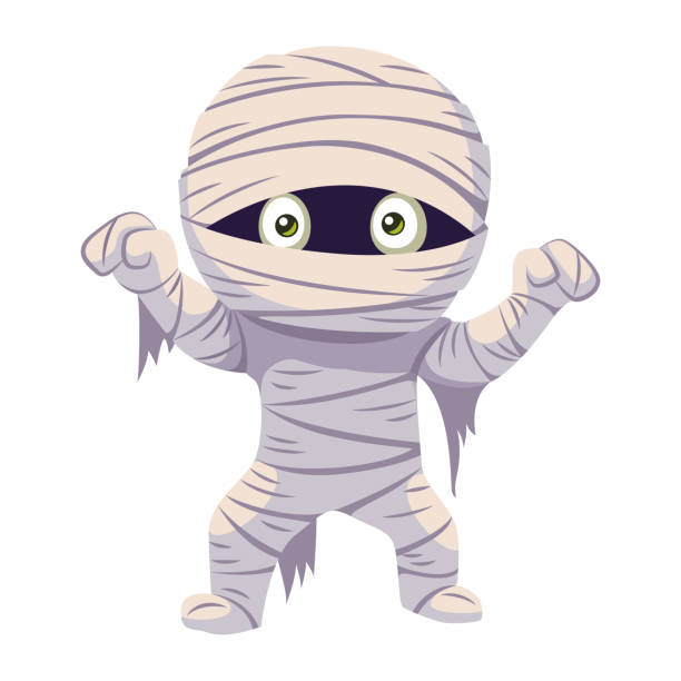 Mummy monster for Halloween. Vector flat cartoon illustration