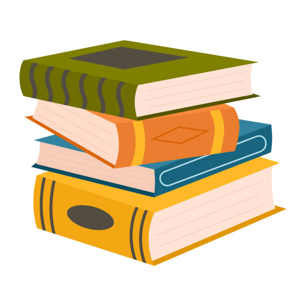 Cute different colorful books. Stack of books. Educational theme. Vector illustration isolated on white background.